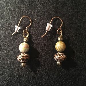 Bronze with Sage Green Stone Earrings